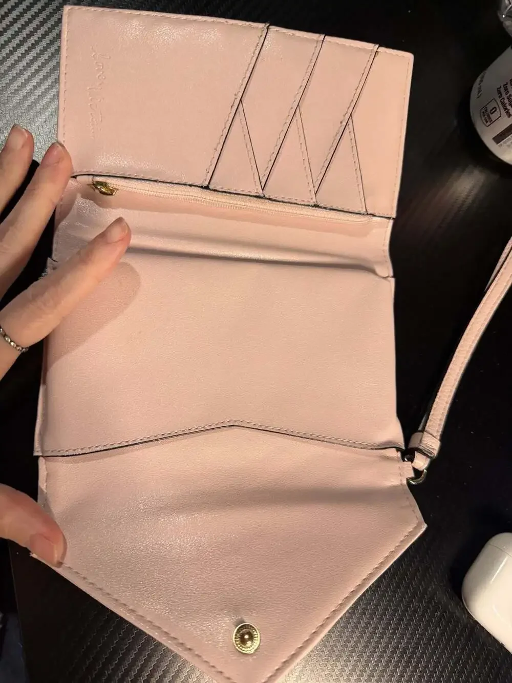 Victoria's Secret V-Quilt Pink Pebbled Leather Wristlet Wallet